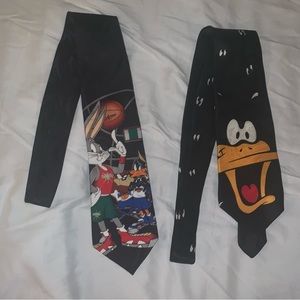 ☀️4/$15 Sale☀️ Set Of Two Looney Tunes Mania 1990s 100% Polyester Neck Ties